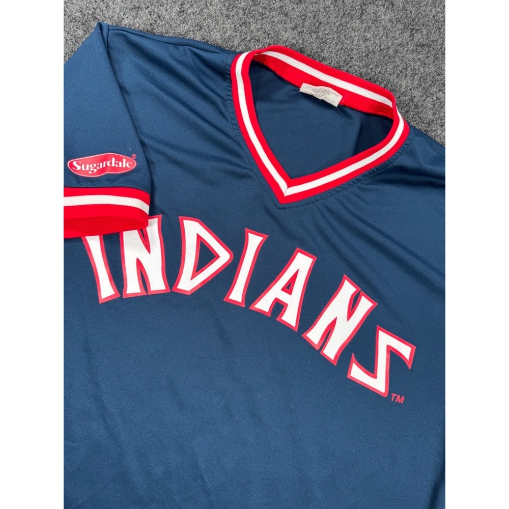 VTG Cleveland Indians Sugardale Promo Jersey Shirt Mens Large Blue MLB Baseball
